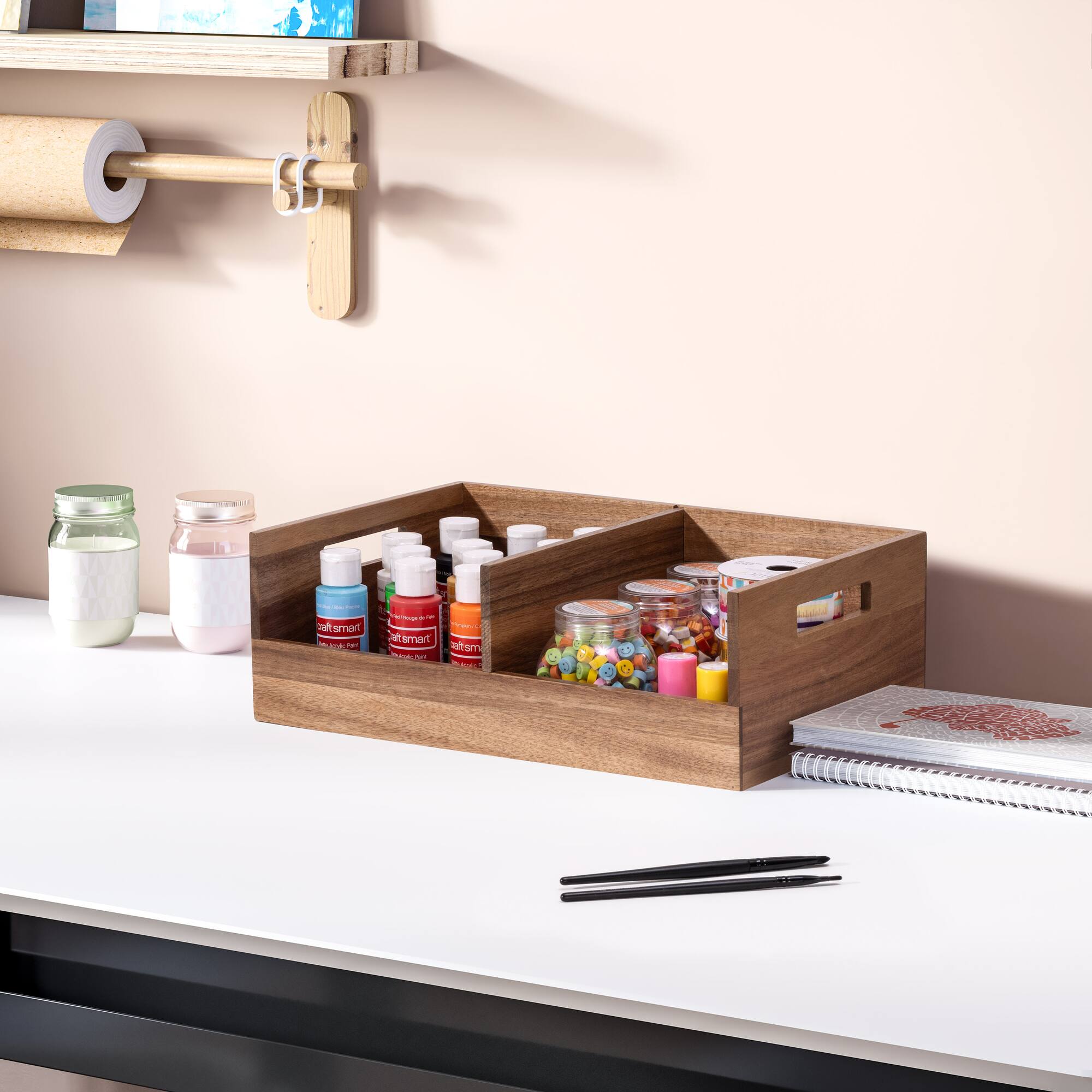 Seville Classics Large Acacia Desktop Organizer